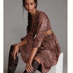NWT Anthropologie Ranna Gill floral cut out midi dress brown motif
